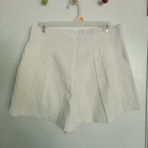 Abercrombie & Fitch White Pull On Shorts Linen Blend Size Medium Pockets Womens